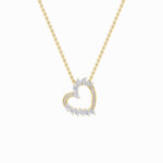 2.5 CT marquise accent open heart lab grown diamond pendant in 14K Yellow Gold