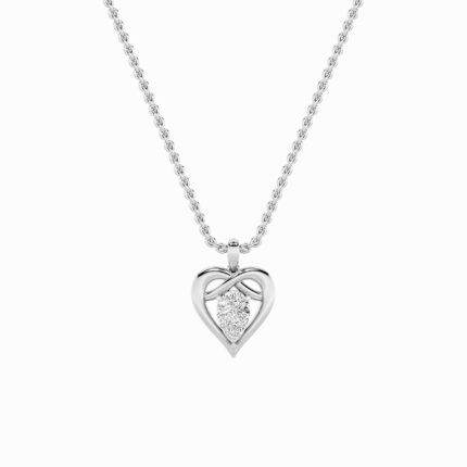 2 CT pear heart within a heart lab grown diamond pendant in 14K White Gold