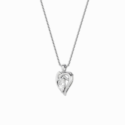 2 CT pear heart within a heart lab grown diamond pendant in 14K White Gold