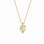 2 CT pear heart within a heart lab grown diamond pendant in 14K Yellow Gold
