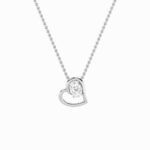 2 CT floating oval open heart lab grown diamond pendant in 14K White Gold