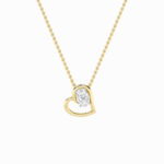 2 CT floating oval open heart lab grown diamond pendant in 14K Yellow Gold