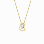 2 CT floating oval open heart lab grown diamond pendant in 14K Yellow Gold