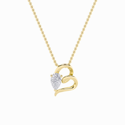 2 CT pear swirl heart lab grown diamond pendant in 14K Yellow Gold