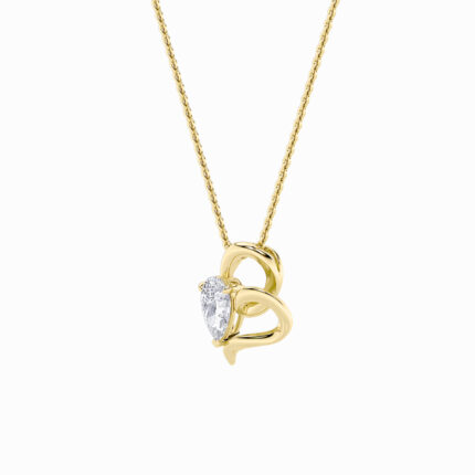 2 CT pear swirl heart lab grown diamond pendant in 14K Yellow Gold