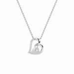 2 CT pear tilted open heart lab grown diamond pendant in 14K White Gold
