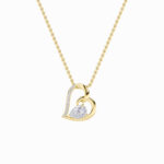 2 CT pear tilted open heart lab grown diamond pendant in 14K Yellow Gold