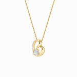 2 CT pear tilted open heart lab grown diamond pendant in 14K Yellow Gold