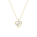 2.5 CT pear and marquise heart lab grown diamond pendant in 14K Yellow Gold