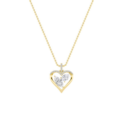 2.5 CT pear and marquise heart lab grown diamond pendant in 14K Yellow Gold