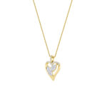 2.5 CT pear and marquise heart lab grown diamond pendant in 14K Yellow Gold
