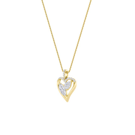 2.5 CT pear and marquise heart lab grown diamond pendant in 14K Yellow Gold