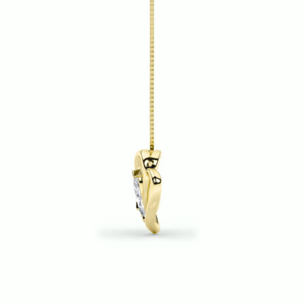 2 CT interlocking hearts marquise and pear lab grown diamond pendant in 14K Yellow Gold