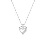 1 CT round double heart lab grown diamond pendant in 14K White Gold