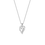 1 CT round double heart lab grown diamond pendant in 14K White Gold