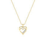 1 CT round double heart lab grown diamond pendant in 14K Yellow Gold