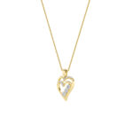 1 CT round double heart lab grown diamond pendant in 14K Yellow Gold