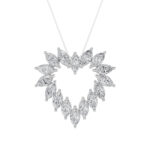 3 CT marquise starburst heart lab grown diamond pendant in 14K White Gold