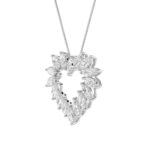 3 CT marquise starburst heart lab grown diamond pendant in 14K White Gold