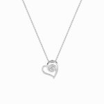 1 CT round bezel swirl heart lab grown diamond pendant in 14K White Gold