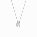 1 CT round bezel swirl heart lab grown diamond pendant in 14K White Gold