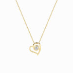 1 CT round bezel swirl heart lab grown diamond pendant in 14K Yellow Gold