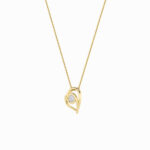 1 CT round bezel swirl heart lab grown diamond pendant in 14K Yellow Gold