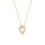 2.5 CT mixed shape open heart lab grown diamond pendant in 14K Yellow Gold