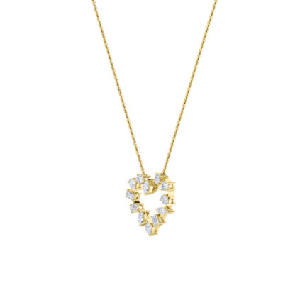 2.5 CT mixed shape open heart lab grown diamond pendant in 14K Yellow Gold