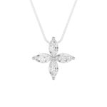 1 CT marquise blossom lab grown diamond pendant in 14K White Gold