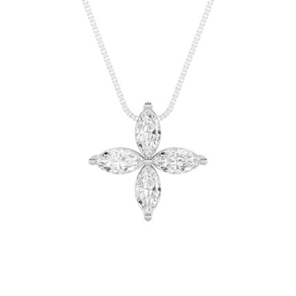 1 CT marquise blossom lab grown diamond pendant in 14K White Gold