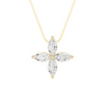1 CT marquise blossom lab grown diamond pendant in 14K Yellow Gold