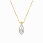 1.25 CT marquise halo drop lab grown diamond pendant in 14K Yellow Gold