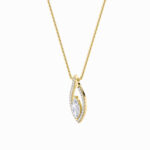 1.25 CT marquise halo drop lab grown diamond pendant in 14K Yellow Gold