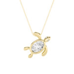 1.5 CT sea turtle oval lab grown diamond pendant in 14K Yellow Gold