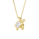 1.5 CT sea turtle oval lab grown diamond pendant in 14K Yellow Gold