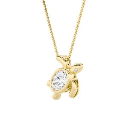 1.5 CT sea turtle oval lab grown diamond pendant in 14K Yellow Gold