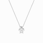 1 CT petite sea turtle oval lab grown diamond pendant in 14K White Gold