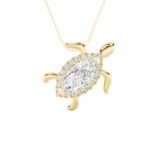 2 CT marquise sea turtle lab grown diamond pendant in 14K Yellow Gold