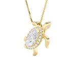 2 CT marquise sea turtle lab grown diamond pendant in 14K Yellow Gold