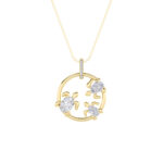 2 CT sea turtle garden circle oval lab grown diamond pendant in 14K Yellow Gold