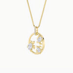2 CT sea turtle garden circle oval lab grown diamond pendant in 14K Yellow Gold