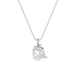 2 CT dolphin marquise and pear lab grown diamond pendant in 14K White Gold