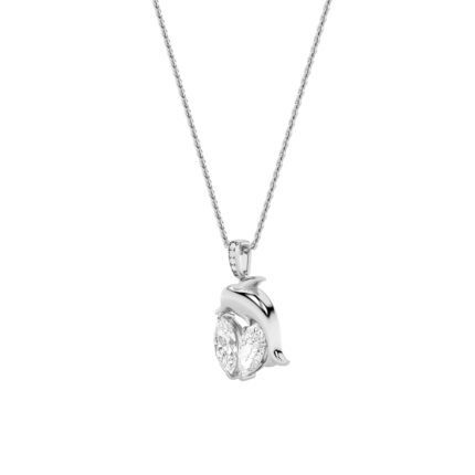 2 CT dolphin marquise and pear lab grown diamond pendant in 14K White Gold