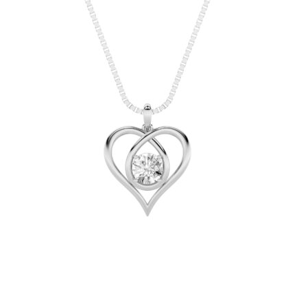 1.5 CT round infinity heart lab grown diamond pendant in 14K White Gold