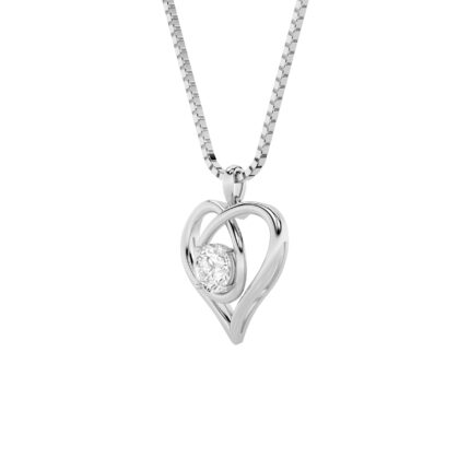 1.5 CT round infinity heart lab grown diamond pendant in 14K White Gold