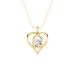 1.5 CT round infinity heart lab grown diamond pendant in 14K Yellow Gold