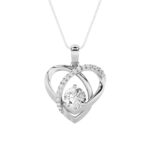 1.5 CT round entwined hearts lab grown diamond pendant in 14K White Gold