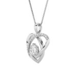 1.5 CT round entwined hearts lab grown diamond pendant in 14K White Gold