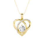 1.5 CT round entwined hearts lab grown diamond pendant in 14K Yellow Gold